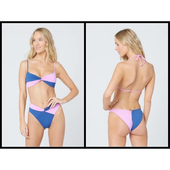 💕L*SPACE💕 Color Block Bikini Set: Ringo Top + Mercury Classic Bottom Small NWT - Picture 1 of 14